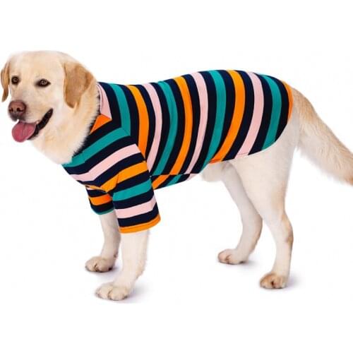 Pet Big Dog Clothes Spring and Summer Golden Retriever Labrador Greyhound Medium Large Dog Striped Two-legged Dog Coat