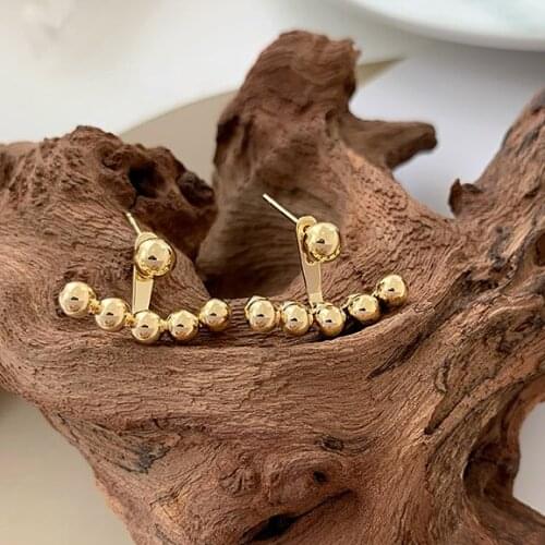 French Vintage Design Metal Pearl Beads Earrings For Women Charm Jewelry Korean Japanese Stylish Ear Jewellery Gift