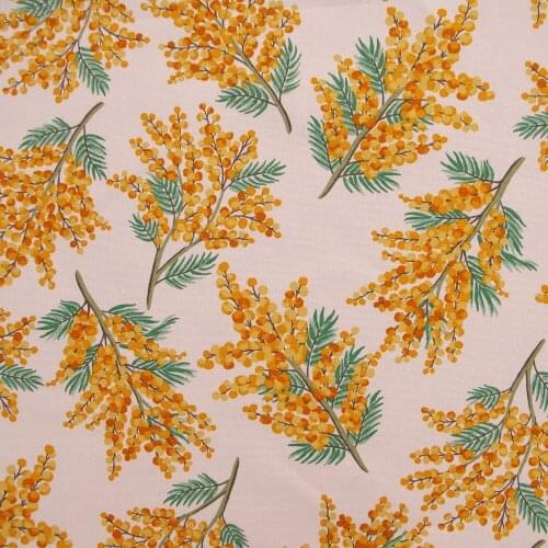 1 yard Cotton Canva Fabric for sewing, pathwork, bag, curtain, hadmaking - Leaves and Fruits (width=145cm)