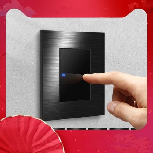 KAMANNI 86 Type Wall Flat Touch Switch Socket LED Light Hotel Single Open Wall On/Off Button Switch Panel With Indicator Light