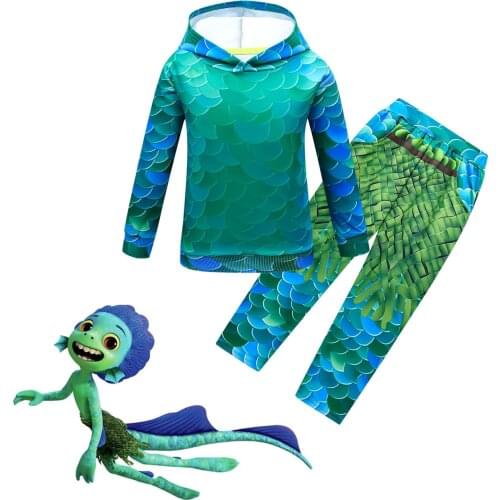 Children Clothing Set Kids Luca Cosplay Halloween Costume Autumn Winter Long Sleeve Cartoon T Shirt Pants Clothes for Boys Girls