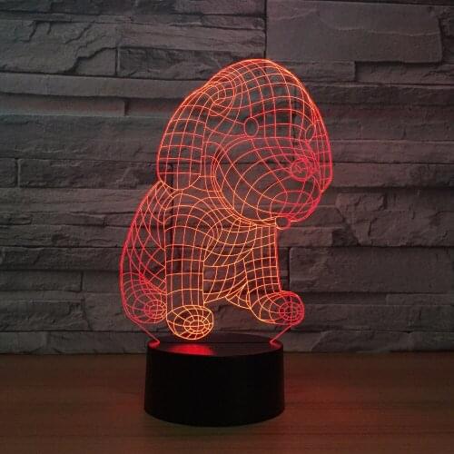 Carton Lovely Dog 3D Light LED Table Lamp Optical Illusion Night Colorful Bedroom Mood Lamp Friends Birthday Gift Drop Shipping