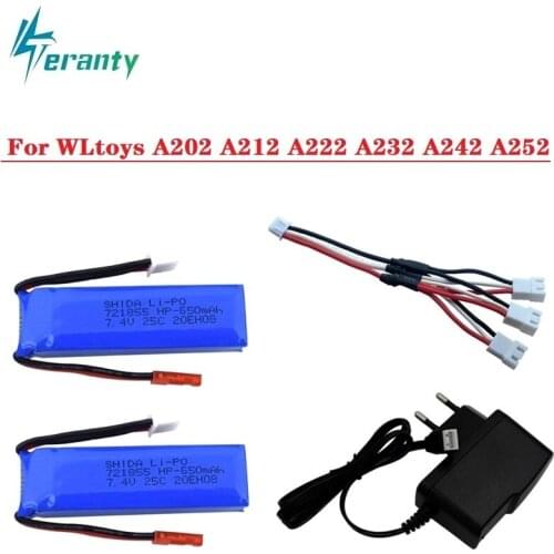 7.4V 650mAh Lipo Battery with battery charger set for WLtoys A202 A212 A222 A232 A242 A252 4WD Car for 7.4v RC car spare parts