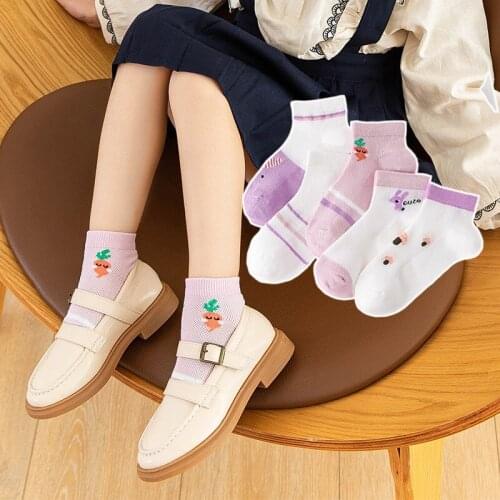 Fashion 5 Pairs/Lot Children Cotton Socks Boy Girl Baby Cute Cartoon Breathabl Mesh Socks for 1-12 Years Teens Summer Kids