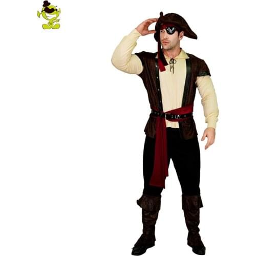 Mens Pirate Costume Halloween Cosplay Costumes Fancy Dress Carnival Party Viking Pirate Clothes for Adult Male