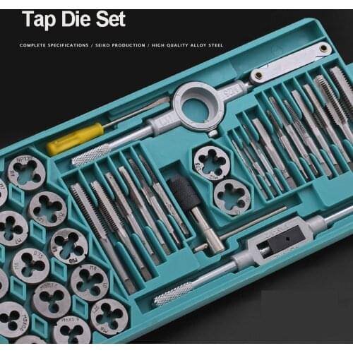 Tap Die Set Hardware Tool Hand Tap Wrench Die Wrench Metric Wire Tap Combination Set Alloy Steel