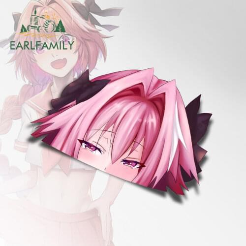 EARLFAMILY 13cm x 8.3cm for Astolfo Pink Peek Decal Windows Occlusion Scratch Cartoon Car Stickers Personality Bumper Decoration