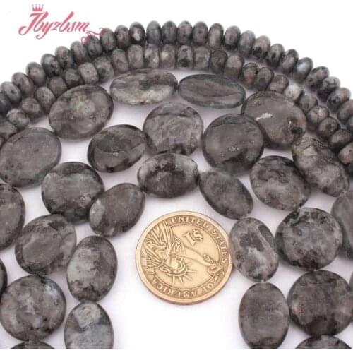 Natural Back Labradorite Coin Oval Rondelle Heishi Beads Spacer Beads Stone for Women DIY Jewelry Making Necklace Bracelet 15"