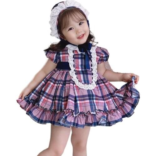 2021summer New Spanish Girl Princess Dress Childrens Party Wedding Dress Flower Girl Dresses Festival Holiday Clothes 3pcs