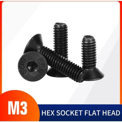 Allen Key Head M2 M2.5 M3 M4 M5 M6 Alloy Steel Black Hex Socket Flat Countersunk Head Screw