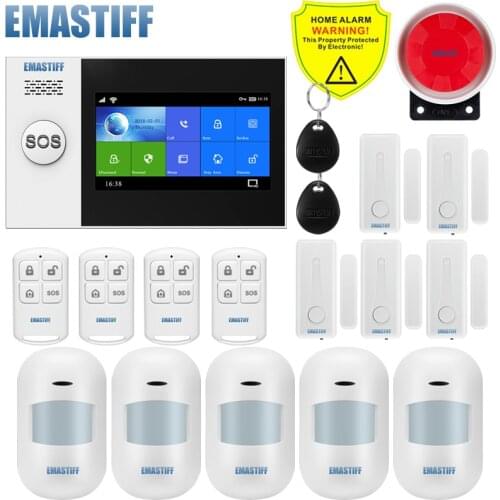 Home Alarm System Wifi GSM Alarm Intercom Remote Control Autodial 433MHz Detectors IOS Android APP Control Touch Keyboard