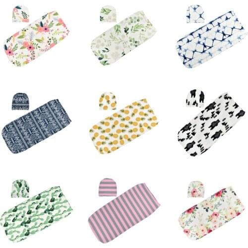 Sleeping Bags Print Flower Baby Gowns Newborn Baby Blankets Headband Set Newborn Baby Swaddle Wrap Soft Comfortable Sleep Sack