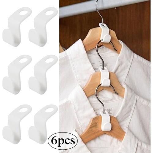 6/ 12pcs Clothes Hanger Hook Folding Storage Clothes Rack Wardrobe Hanging Hanger Connection Hook Space Saving