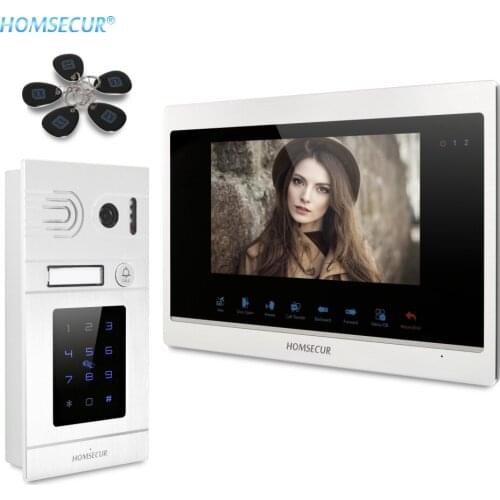 HOMSECUR Wired 7" Video Door Intercom System with Password IC Keyfob Unlock Flush Mount Outdoor Camera IP65 Motion Detection