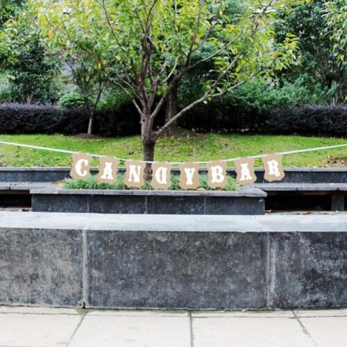 Vintage "CANDYBAR" Letter Bunting Flags Wedding Garland Banner Photo Booth Party Photography Props Decoration Events Supplies