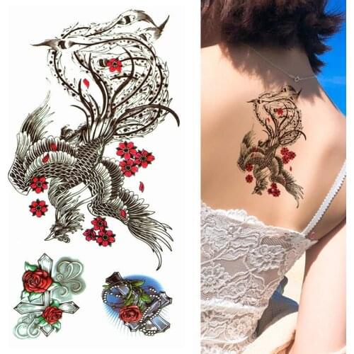 Chiese Phoenix Temporary tattoos For Men Women Arm Body Art Fake Tatto Stickers Waterproof Bird Flash Decals Tatoos