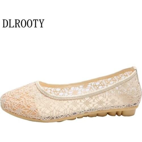 Women Flats Shoes Loafers Shallow Lace Slip On Summer Autumn Fashion Round Toe Platform Sweet Casual Solid Comfortable