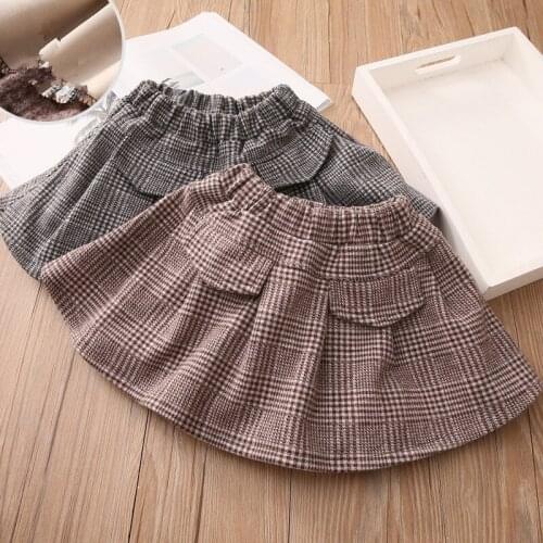 Winter Toddler Girls Skirt 2020 New Fashion Plaid Thicken Kids Skirts for Girl Korean Style Elastic Waist Baby Children Skirt
