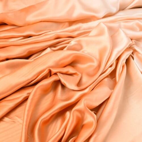 114CM Wide 19MM Orange Solid Color Silk Crepe Satin Plain Fabric for Dress Shirt Clothes Cheongsam H681