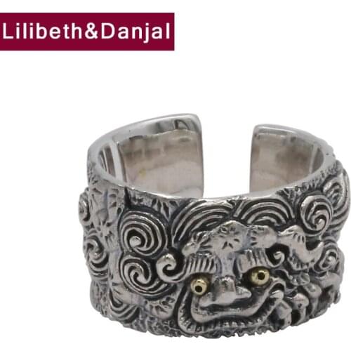 2019 Adjustable Ring 100% Real 925 Sterling Silver fine jewelry Men Vintage God beast Lucky brave troops LOVE Opening Ring R133
