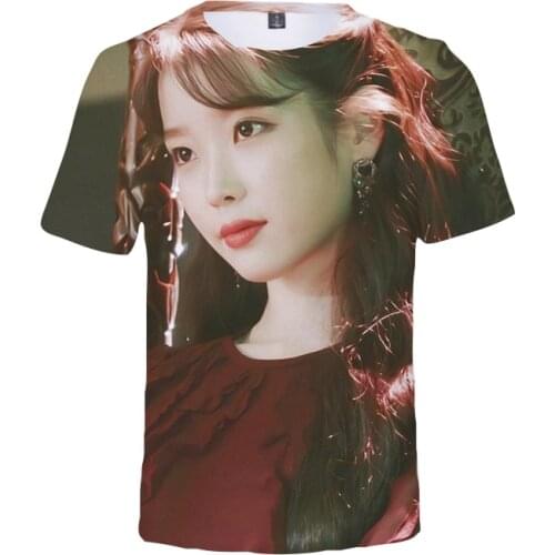 2021 Kpop Idol IU 3D T Shirt Harajuku Casual Tops Women Men Round Neck Short Sleeve T-shirt IU Lee Ji Eun Korean Style Clothes