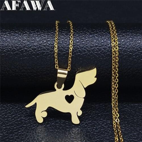 2021 Little Dachshund Stainless Steel Necklaces Women/Men Gold Color Pendant Necklace Jewelry bijoux femme N928S01