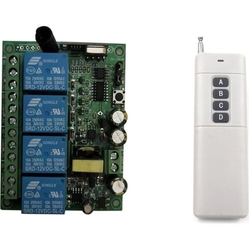3000M AC 220V 4 Channel 4CH RF Wireless Remote Control Switch System Receiver + Transmitter, 315 433 MHz