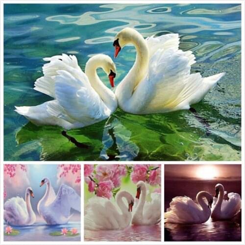5D DIY Swan Diamond Painting Cross Stitch Full Square/Round Picture of Rhinestone DIY Diamond Mosaic Diamond Embroidery