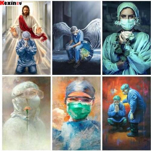 Kexinzu 5d Diamond Painting Angel Nurse Doctors Diamond Embroidery Sale Portrait Pictures Of Rhinestones Mosaic Decortion