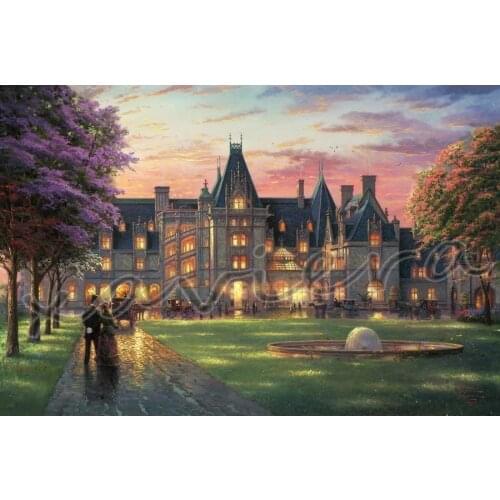 Xaviera 5D Diy Diamond Painting Thomas Kinkade Building Landscape Full Drill Embroidery Cross Stitch Kit Living Room for Decor