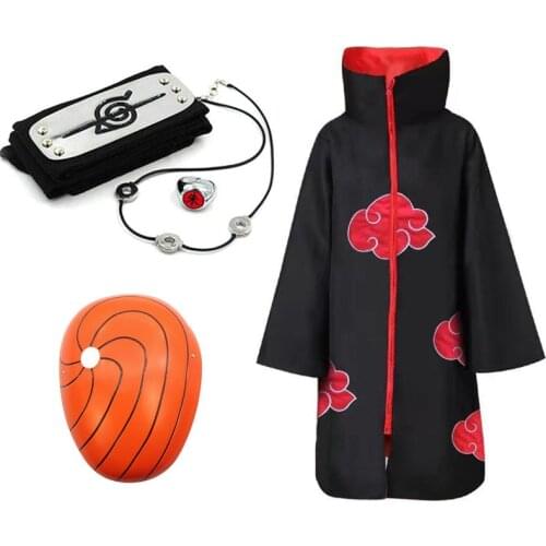 Anime Uchiha Mask Tobi Cosplay Costume for Boys Obito mask Carnival Halloween Costume for Kids Adult