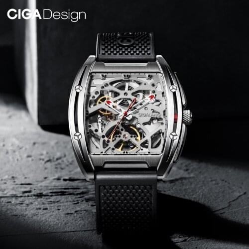 CIGA DESIGN Z Series Skeleton Automatic Mechanical Watch Stainless Steel Case Sapphire Crystal Wristwatch Silicone Strap Verison