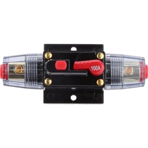 12V-24V Inline Auto Circuit Breaker 100A Manual Reset Switch Car Audio Fuse