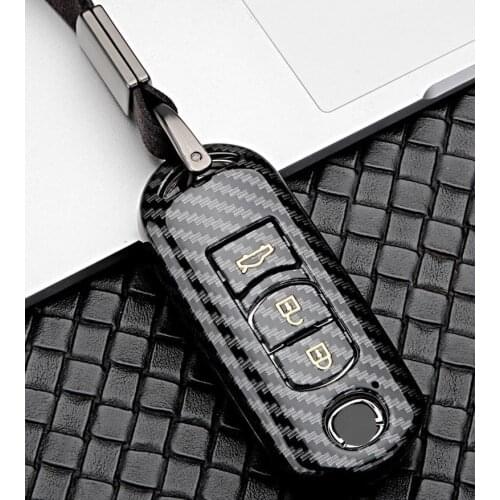 Car ABS Carbon Fiber Key Case Holder For Mazda CX-5 CX-7 Mazda 3 5 6 Atenza Alexa 2/3 Button Smart Key Accessories