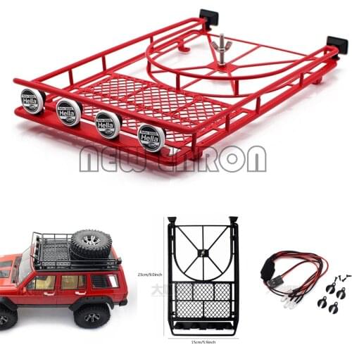 Cherokee 1.9" Tire Holder With Roof Luggage Rack With led For RC 1/10 Rock Crawler Car Parts 1:10 Axial SCX10 II 90047 RC4WD D9