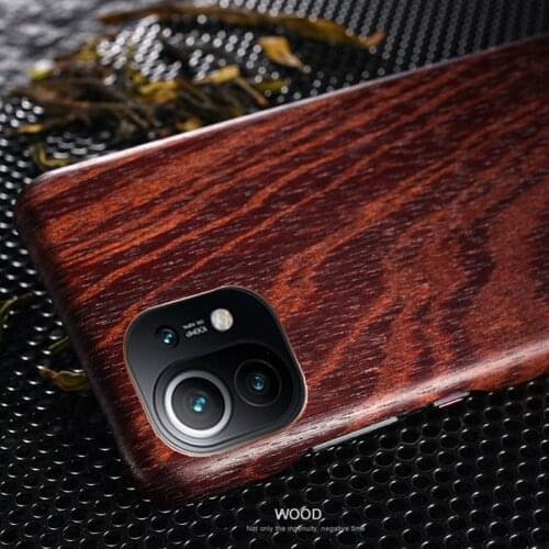 Natural Wooden phone case FOR Xiaomi mi11 mi 11 case cover Walnut/Rosewood/Black wood shell (Real wood)