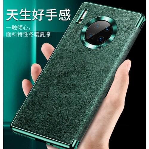 Original XOOMZ Brand Phone Case For Huawei Mate 30 Mate30 Pro 5G Plush Leather Luxury Flip Cover Metal Camera Lens Ring Green