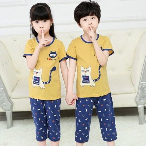 Childrens Clothes Baby Girls Pyjamas Kids Sleepwear Summer Boys Clothes Nightwear Baby Girls Homewear Pajamas Short Sleeve Set