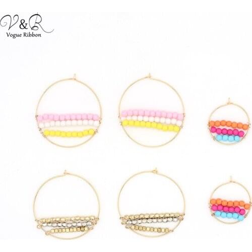 DIY Handmade Jewelry Making Multiple Color Bead Charms Pendants Hoop Earring Set Components Fashion Accessories Gift DIY-138