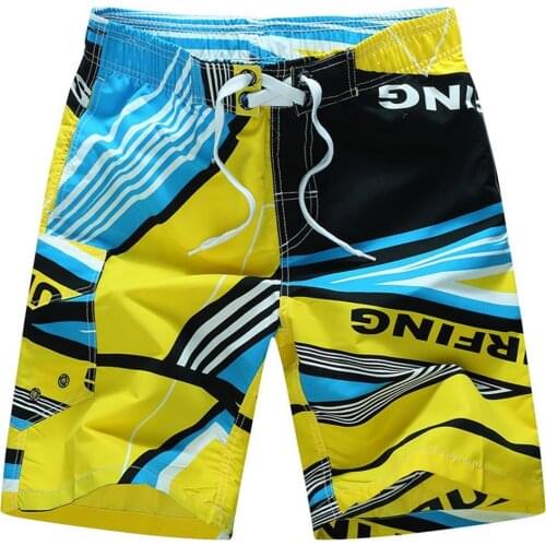 Men Plus Size Summer Beach Shorts Pants Color Block Drawstring Swimming Trunks