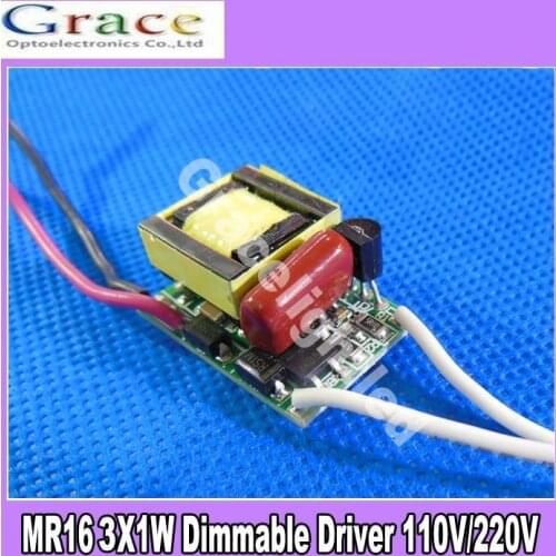 10pcs/lot 3W 3X1W Dimmable Driver AC110V 220V To DC12V 300mA 50/60Hz For LED Spotlight Blub Brightness Adjust