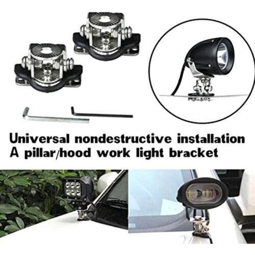 FADUIES Universal 2x A Pillar Hood Led Work Light bar Mount Bracket Clamp Holder Offroad