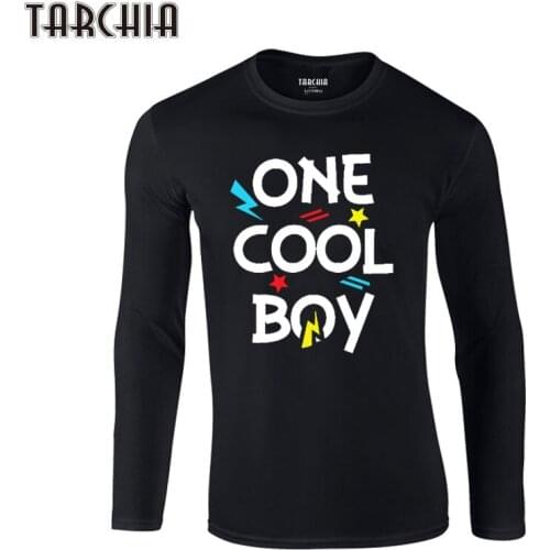 TARCHIA T-Shirts 2021 New One Cool Boy Design Long Sleeve O-Neck 100% Cotton Tees Tops Mens Slim Casual T Shirts Homme