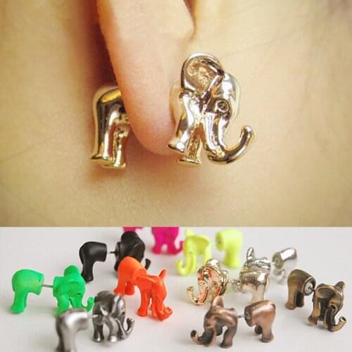 IVYYE Elephant 3D Fashion Anime Cartoon Earring Cute Animal Stud Earrings For Women Girls Kids Jewelry XMAS New Gift
