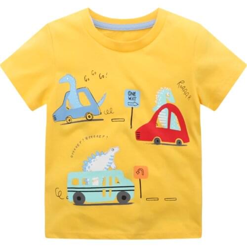 Jumping Meters New Arrival Cotton Summer Animals T shirts for Boys Girls Dinosaurs Print Childrens Clothes Kids Tees Tops