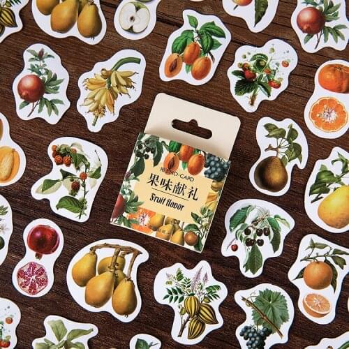 Harvest Fruit Sticky Stickers Color Paper DIY Decoracion Scrapbooking Office School Supplies Sticker Flakes 46PCS
