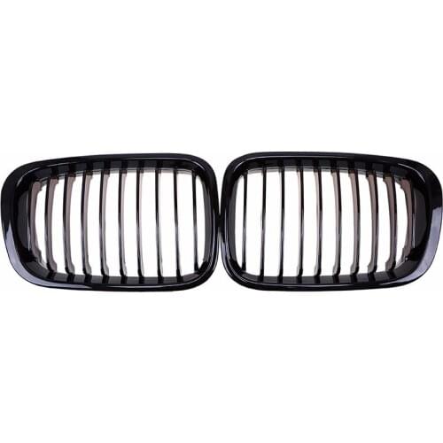 Left + Right Gloss Black Grille Kidney Grill for BMW E46 3 Series 4 Door 98-01 Sedan 320i 323i 325i 328i 330i