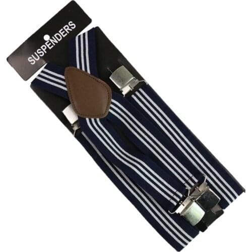 2019 New Unisex 3.5cm Wide Blue White Red Striped Adjustable Men Womens Y-Back Suspenders