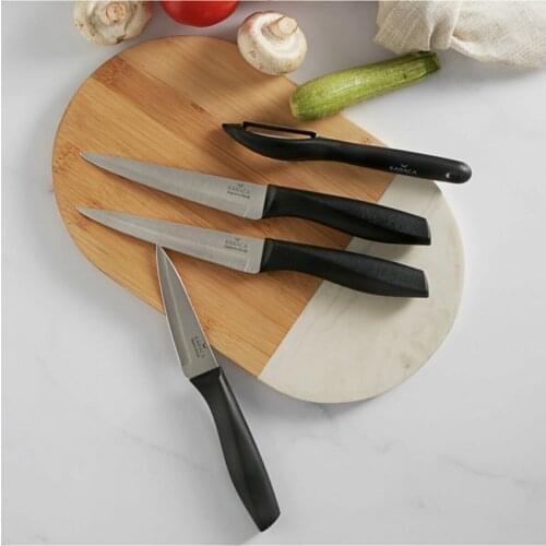 Karaca Peel Black 4 Pcs Knife Set Karaca Peel Black 4-Piece Knife Set Stylish and Ergonomic Design... Set Contents 1 Piece Chopp