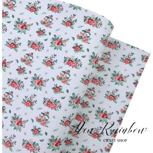 NewRainbow 30x138cm/Roll Fruit Plants Printing 1.0mm Litchi Faux Leather Nice for Making Bows, Earrings, Bags and DIY Crafts
